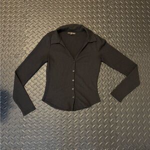 Almost Famous Charcoal Button-Down Women's Shirt